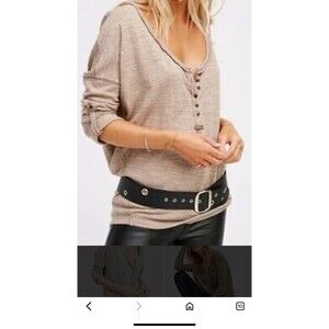 Free People Shirt Small We The Free Beach Haven Henley Coastal Oversized Boho